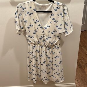 Short White dress with blue flowers